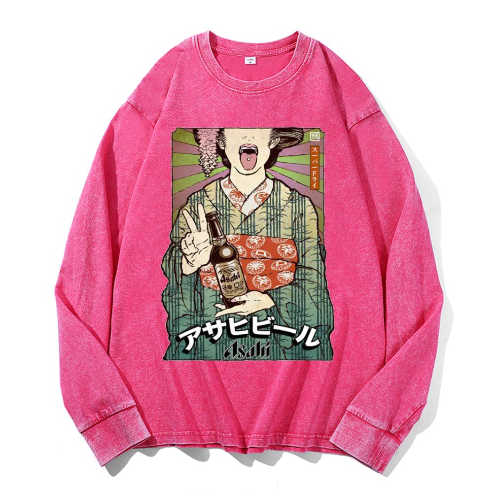 Asahi Breweries Vintage Cotton Wash Crewneck Sweatshirt