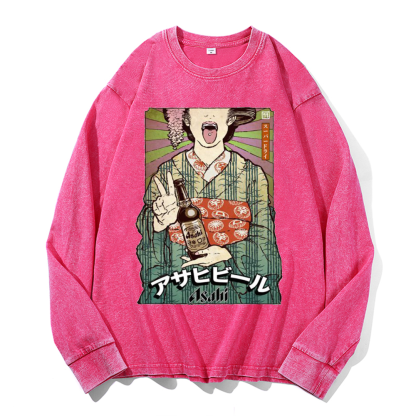 Asahi Breweries Vintage Cotton Wash Crewneck Sweatshirt