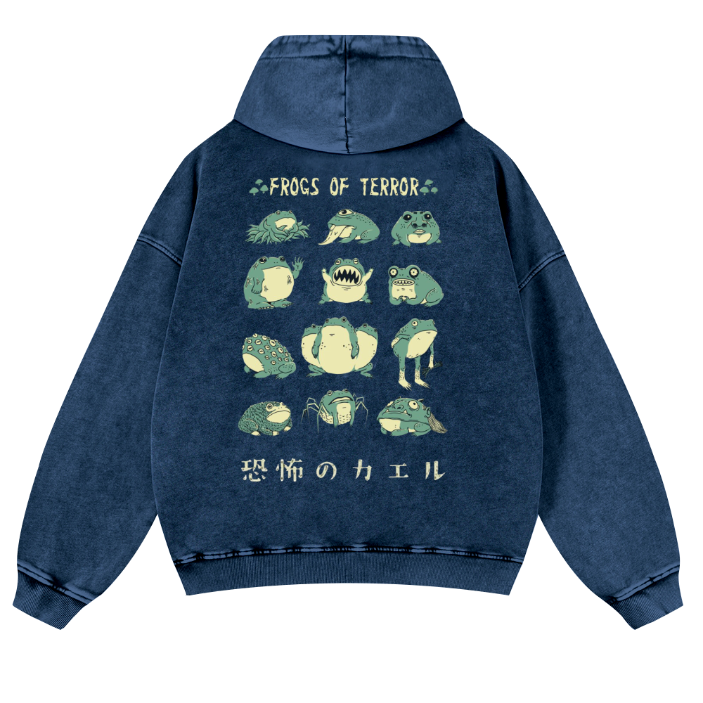 Frog Vintage Washed Cotton Back Art Hoodie