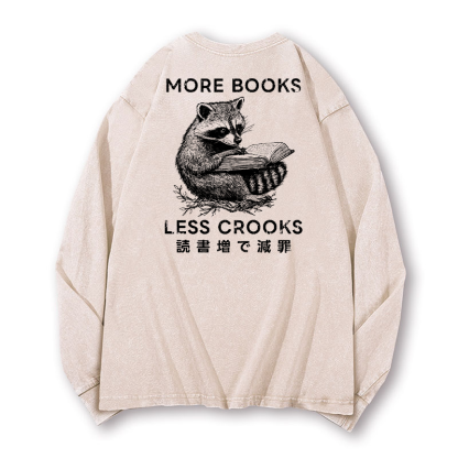 Racoons Vintage Washed Cotton Back Art Long-sleeve T-shirt