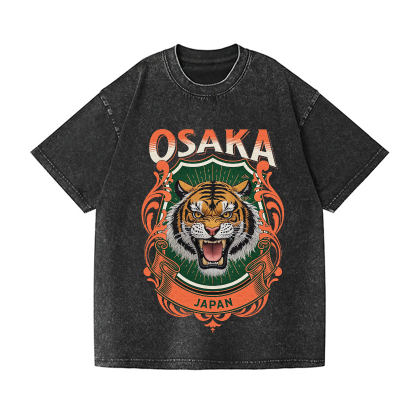Osaka Tiger Vintage Wash Japanese Design T-Shirt