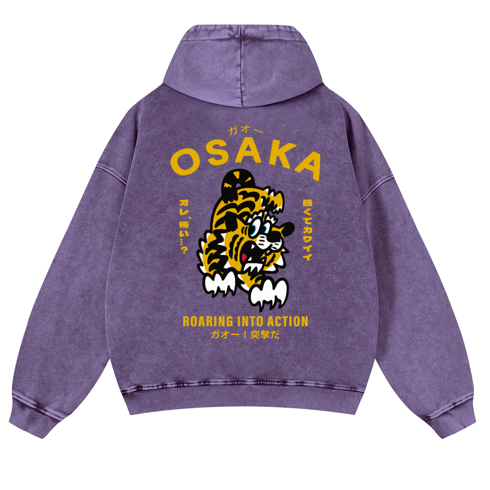 Osaka Tiger Vintage Washed Cotton Back Art Hoodie