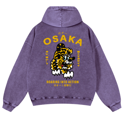 Osaka Tiger Vintage Washed Cotton Back Art Hoodie