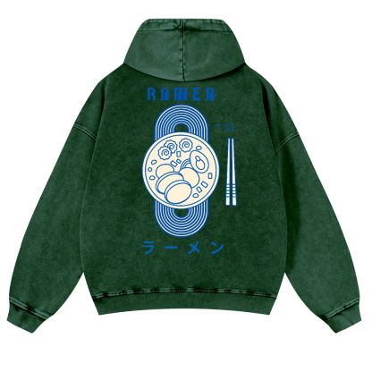 Ramen Vintage Washed Cotton Back Art Hoodie