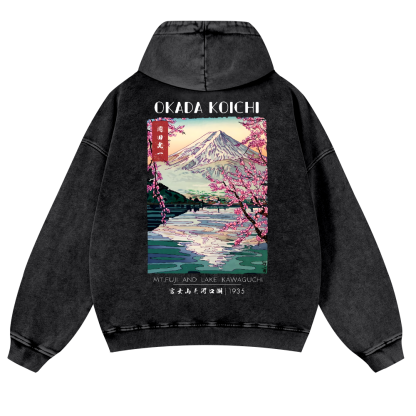 Okada Koichi Vintage Washed Cotton Back Art Hoodie