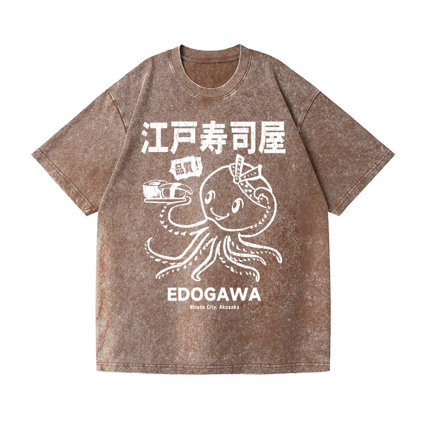 Edogawa  Octopus Vintage Wash Japanese Design T-Shirt