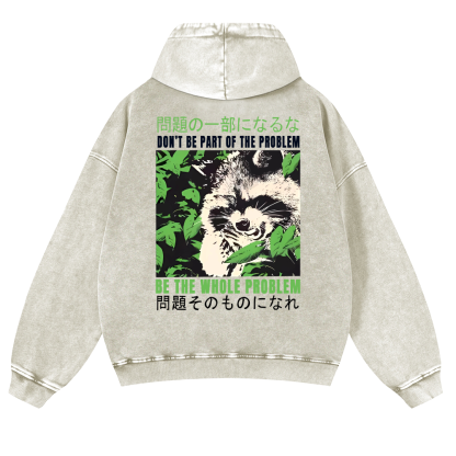 Raccoon Vintage Washed Cotton Back Art Hoodie