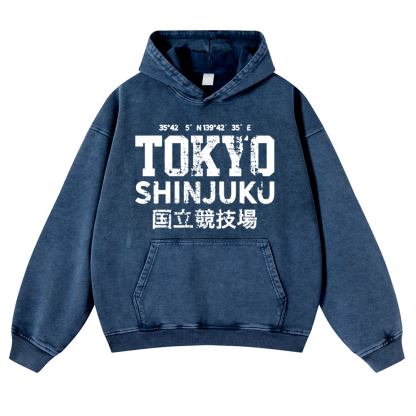 Tokyo Shinjuku intage Washed Thick Cotton Hoodie