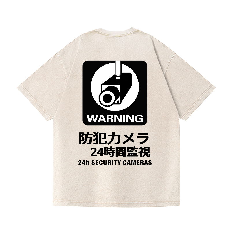 Security Cameras Vintage Wash Japanese Design Back Art T-Shirt