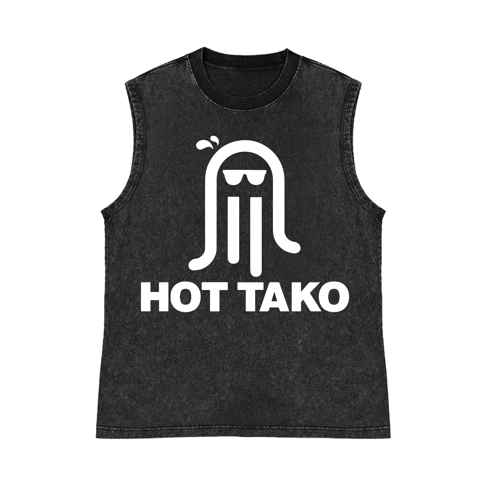 Hot Tako Octopus Pure Cotton Wash-Dyed Sleeveless Tank Top
