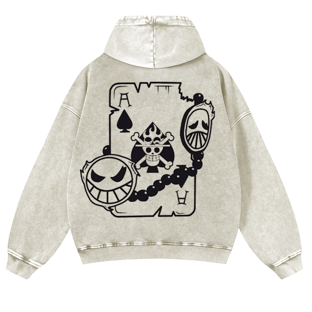 One Piece Vintage Washed Cotton Back Art Hoodie