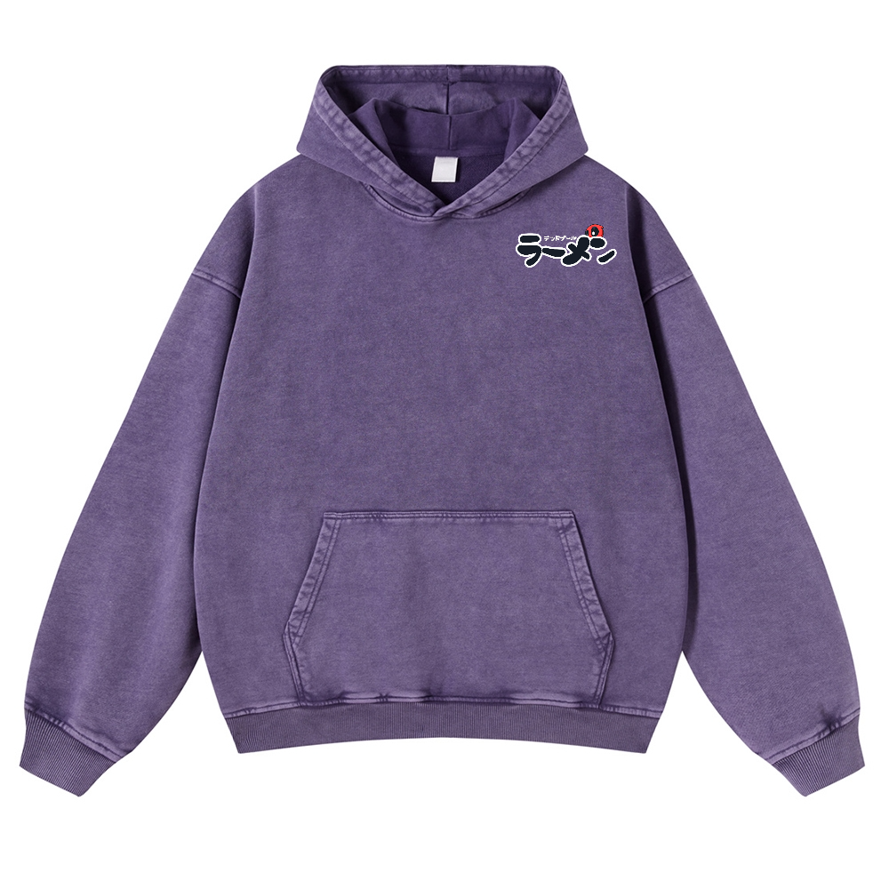 Ramen Hero Vintage Washed Cotton Back Art Hoodie