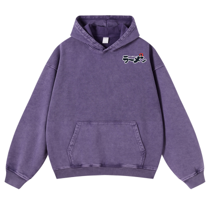 Ramen Hero Vintage Washed Cotton Back Art Hoodie