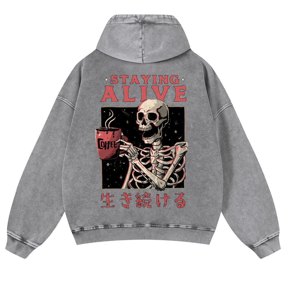 Skull Vintage Washed Cotton Back Art Hoodie