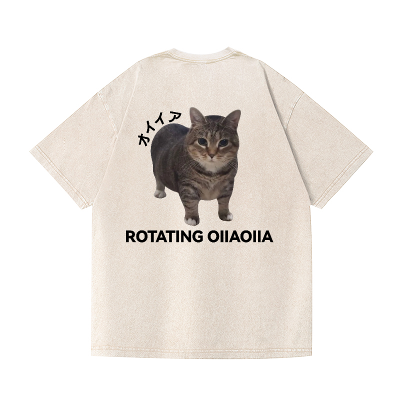Cat Vintage Wash Japanese Design Back Art T-Shirt
