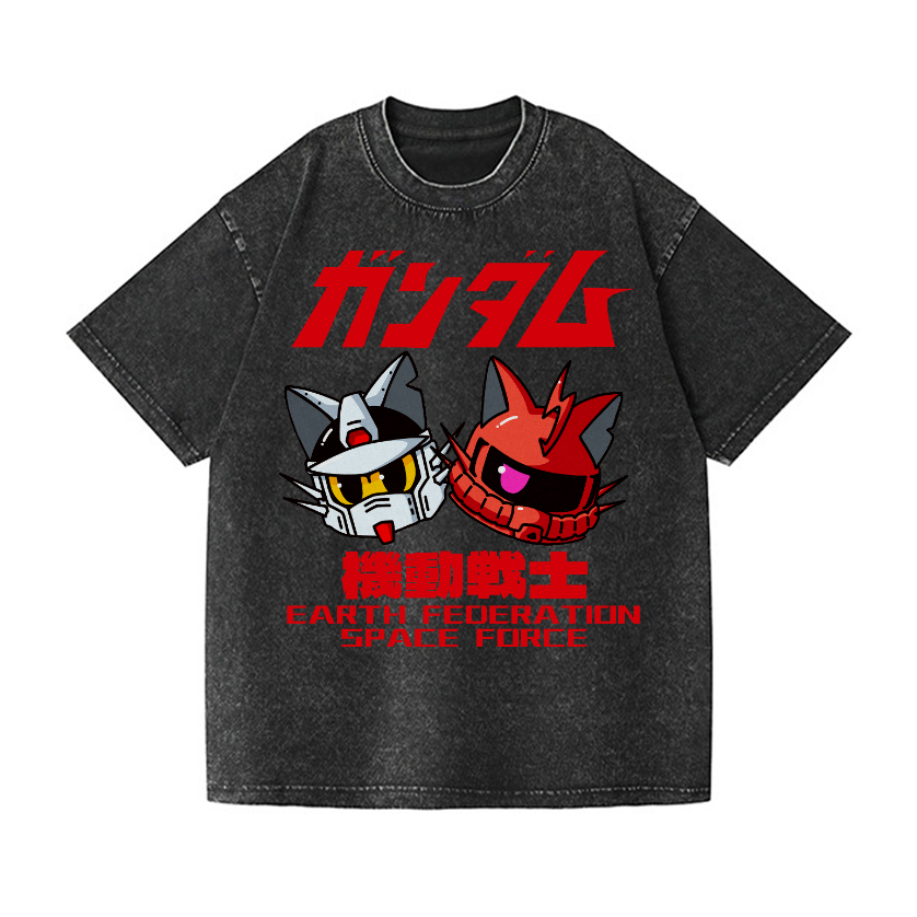 Earth Federation Forces Vintage Wash Japanese Design T-Shirt
