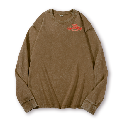 Okinawa Drunken Octopus Vintage Washed Cotton Back Art Long-sleeve T-shirt