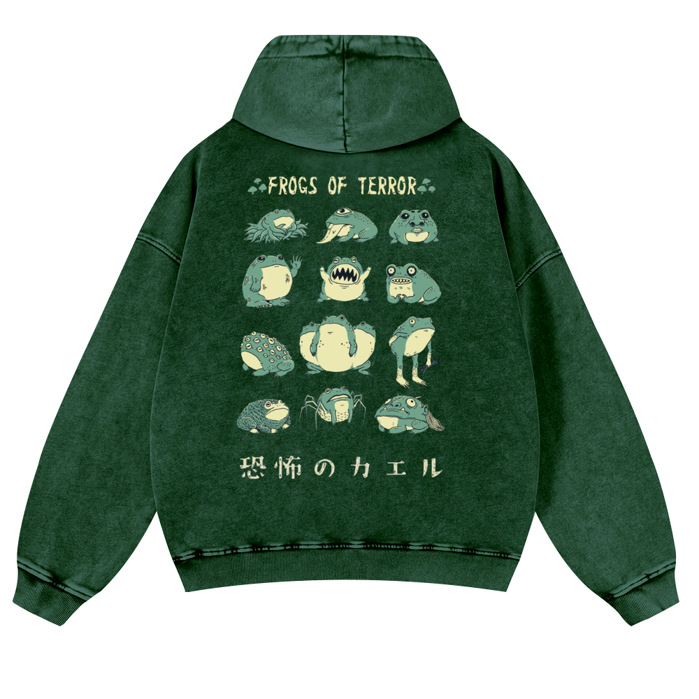 Frog Vintage Washed Cotton Back Art Hoodie