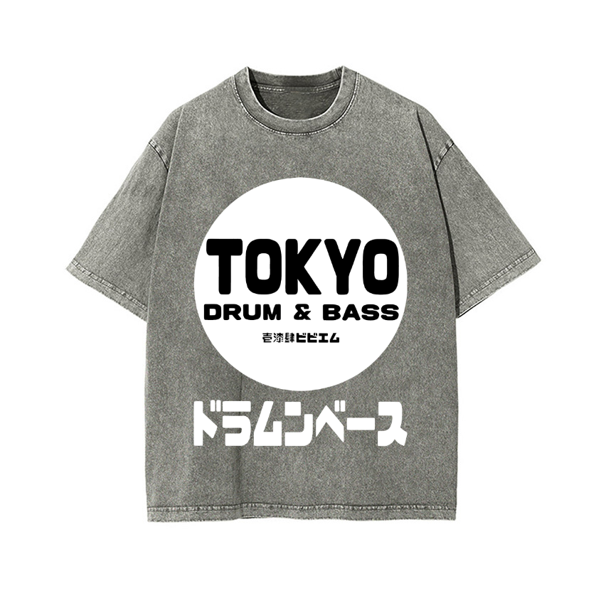 Tokyo Drum & Bass Vintage Wash Japanese Design T-Shirt