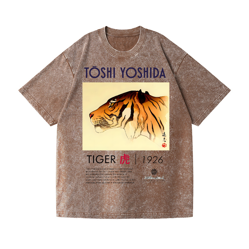 Toshi Yoshida Tiger Vintage Wash Japanese Design T-Shirt