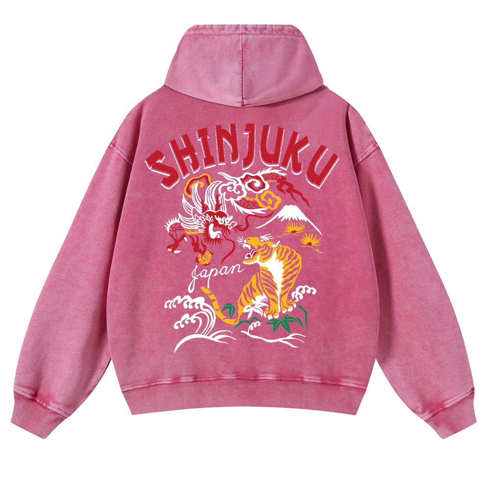 Shinjuku Tiger Loong Vintage Washed Cotton Back Art Hoodie