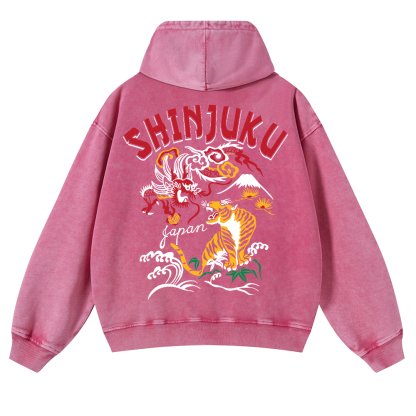 Shinjuku Tiger Loong Vintage Washed Cotton Back Art Hoodie