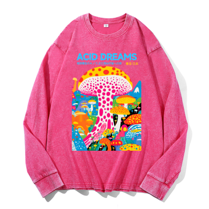 Yayoi Kusama Mushroom Vintage Cotton Wash Crewneck Sweatshirt