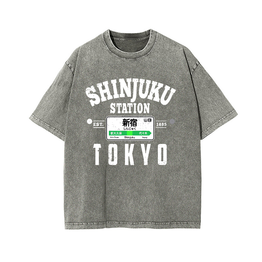 Shinjuku Station Vintage Wash Japanese Design T-Shirt