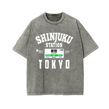 Shinjuku Station Vintage Wash Japanese Design T-Shirt