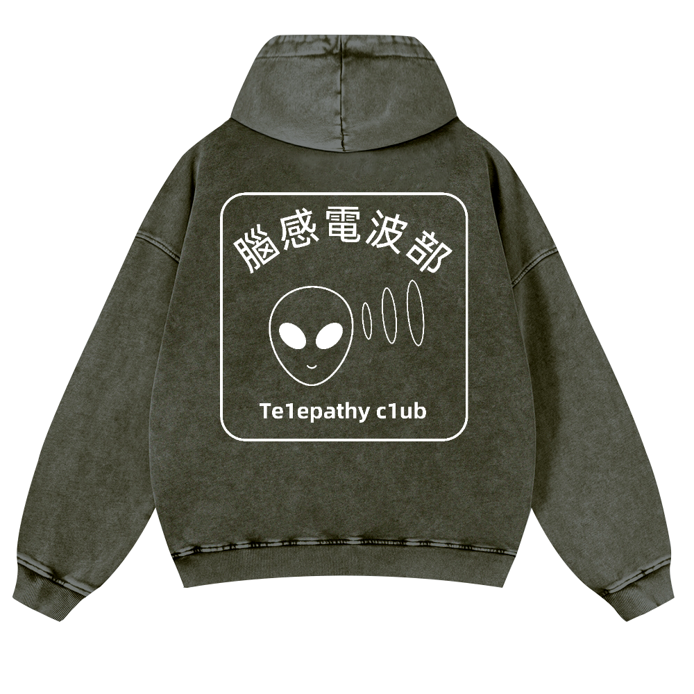 Telepathy Club Vintage Washed Cotton Back Art Hoodie