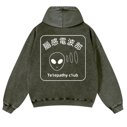 Telepathy Club Vintage Washed Cotton Back Art Hoodie