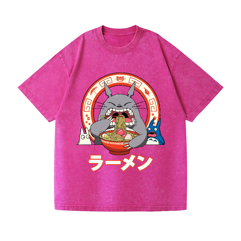 Ghibli Totoro Ramen  Anime Vintage Wash Japanese Design T-Shirt