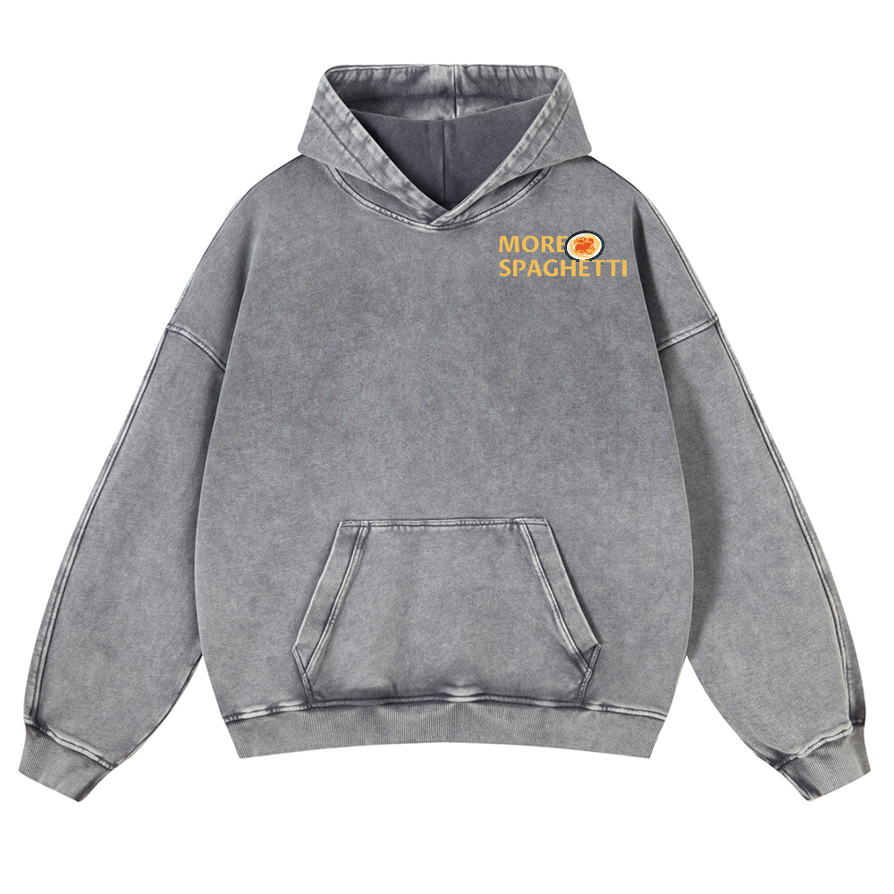 Spaghetti Cat Vintage Washed Cotton Back Art Hoodie