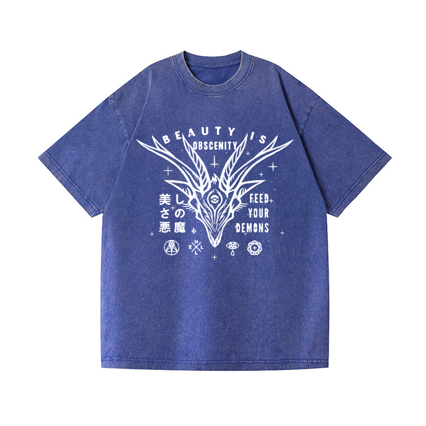 Dark Aesthetics Vintage Wash Japanese Design T-Shirt