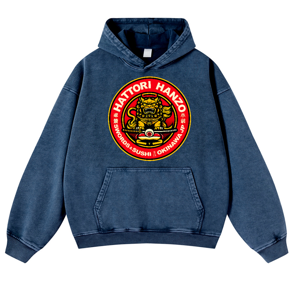 Hattori Hanzo Okinawa Japan Vintage Washed Thick Cotton Hoodie