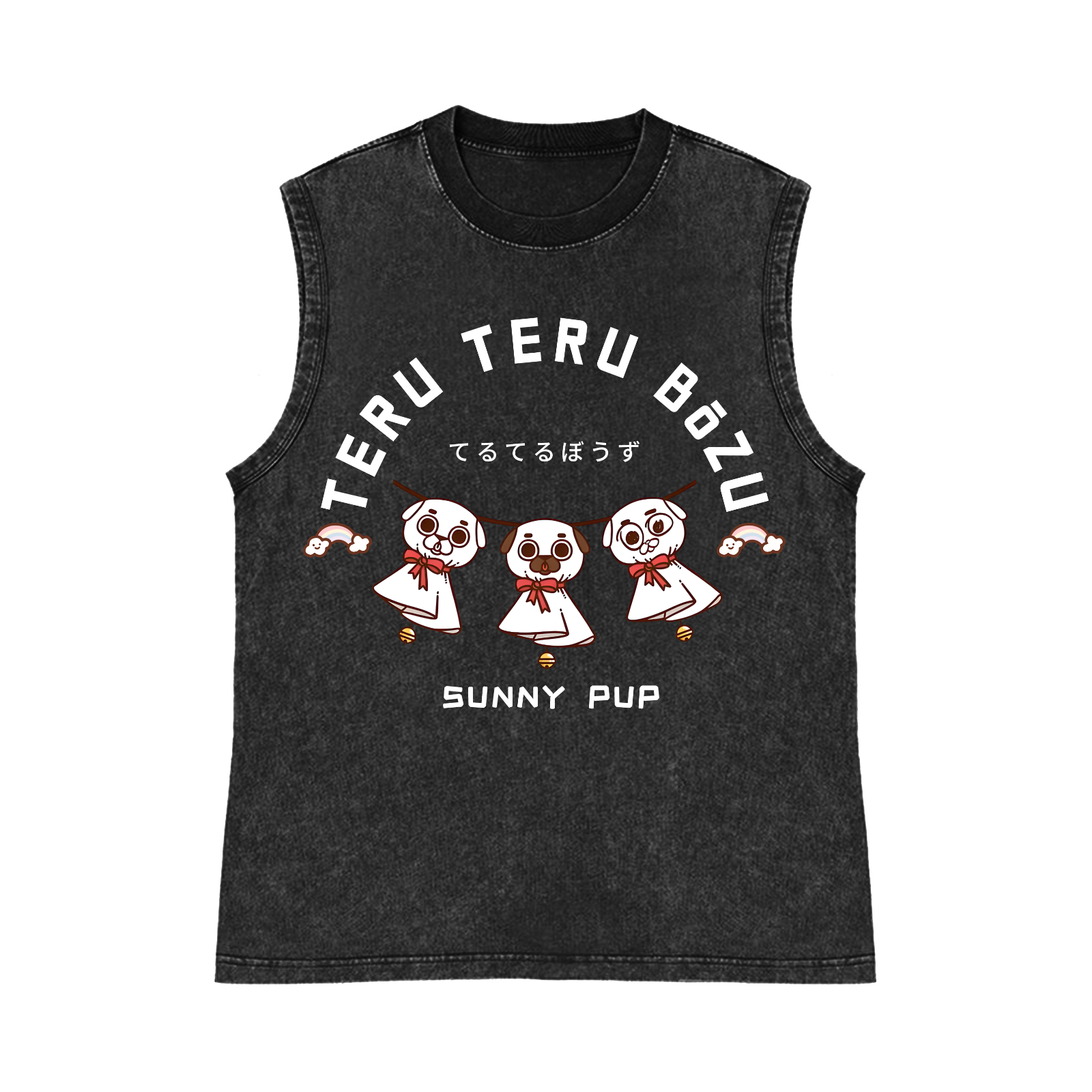 Teru Teru Bōzu Dog Pure Cotton Wash-Dyed Sleeveless Tank Top