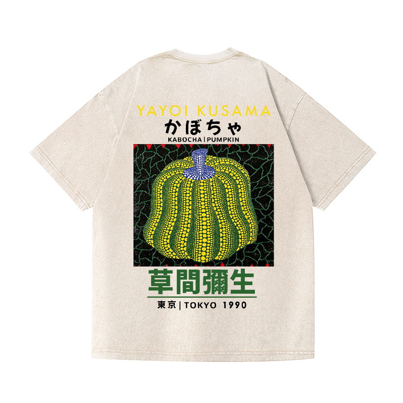 Yayoi Kusama Mushroom Vintage Wash Japanese Design Back Art T-Shirt