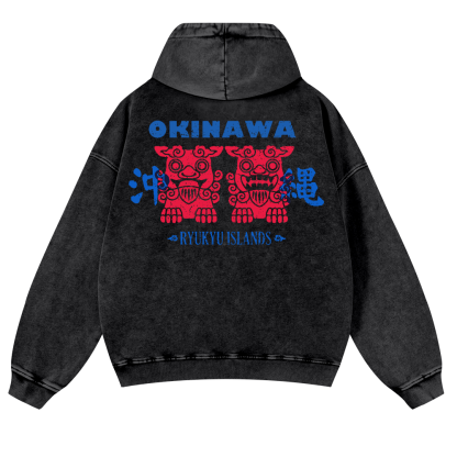 Okinawa Vintage Washed Cotton Back Art Hoodie