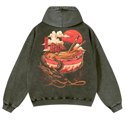 Dragon Ramen Vintage Washed Cotton Back Art Hoodie