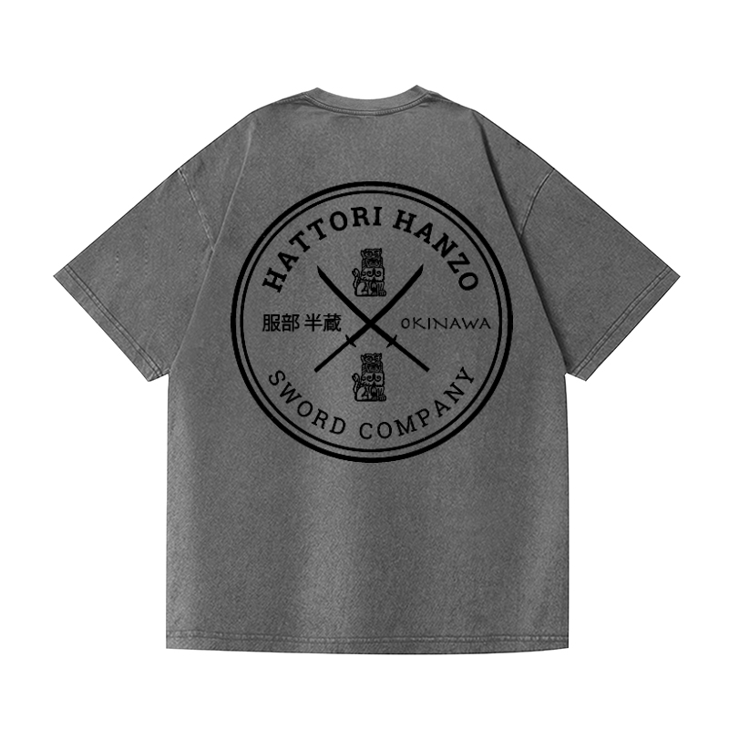 Hattori Hanzo Vintage Wash Japanese Design Back Art T-Shirt