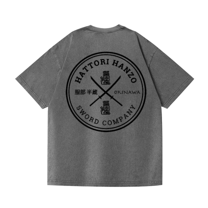Hattori Hanzo Vintage Wash Japanese Design Back Art T-Shirt
