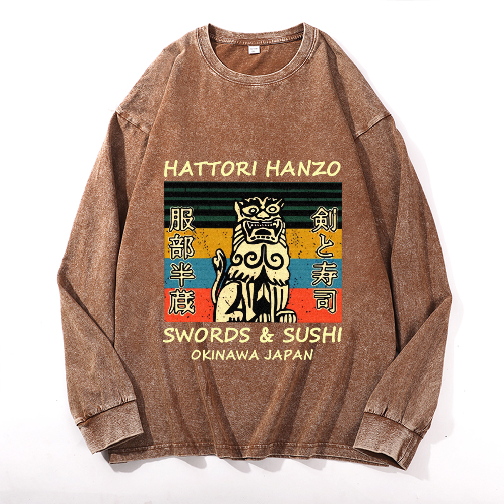 Hattori Hanzo Okinawa Japan Vintage Cotton Wash Crewneck Sweatshirt