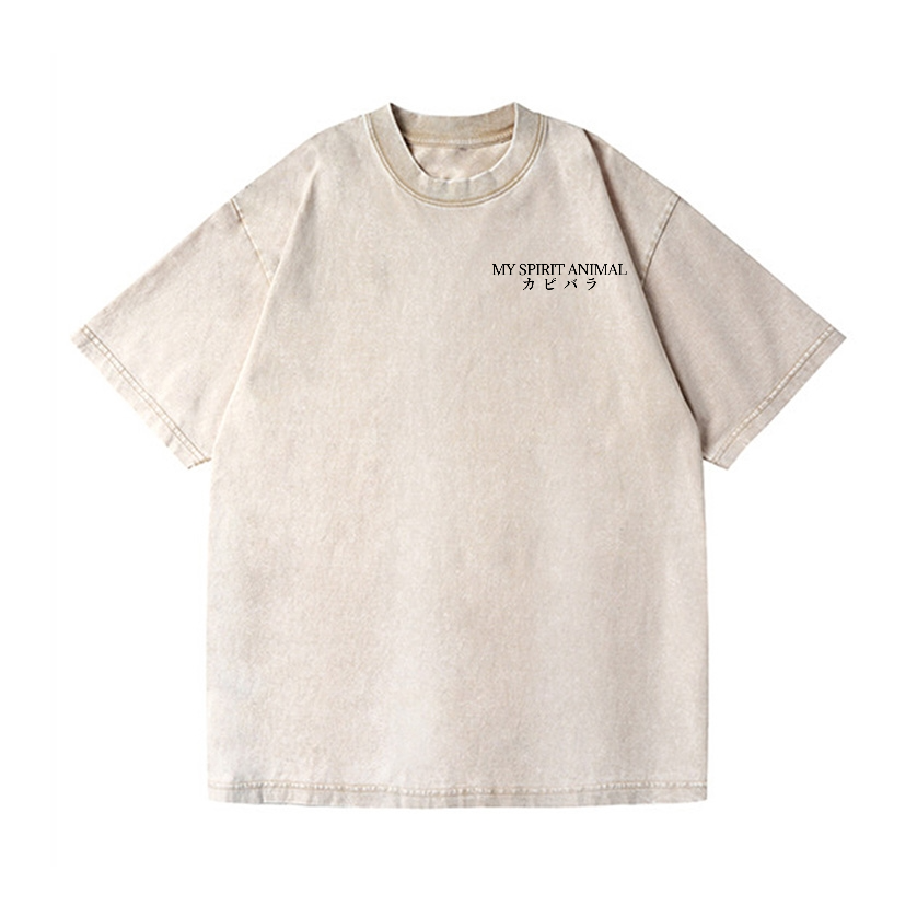 Capybara Vintage Wash Japanese Design Back Art T-Shirt