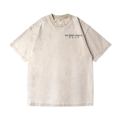 Capybara Vintage Wash Japanese Design Back Art T-Shirt
