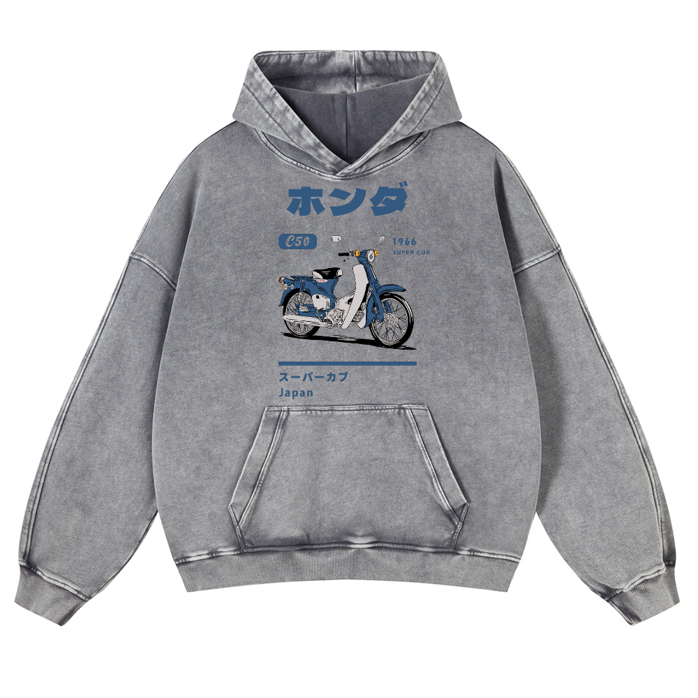 Honda C50 Super Cub Vintage Washed Thick Cotton Hoodie