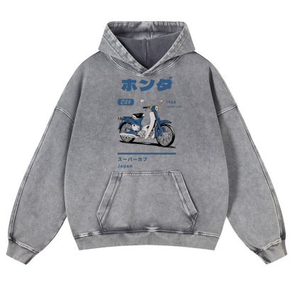 Honda C50 Super Cub Vintage Washed Thick Cotton Hoodie