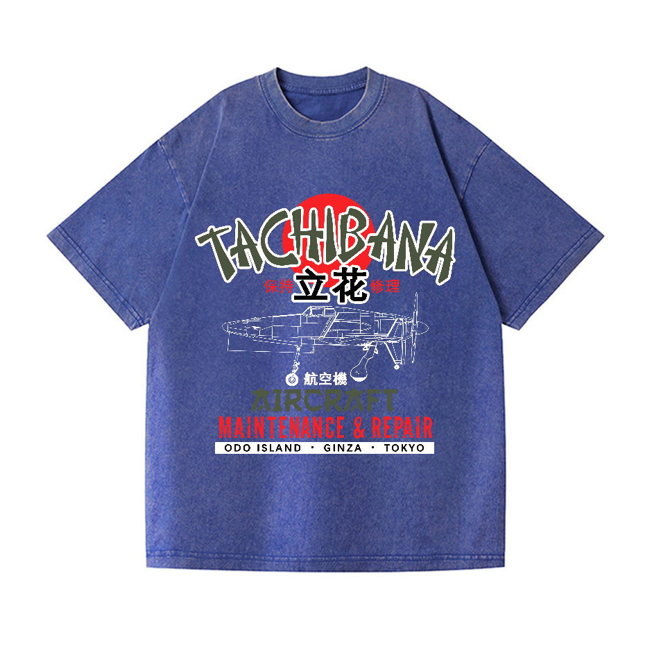 Tachibana Aircraft Vintage Wash Japanese Design T-Shirt