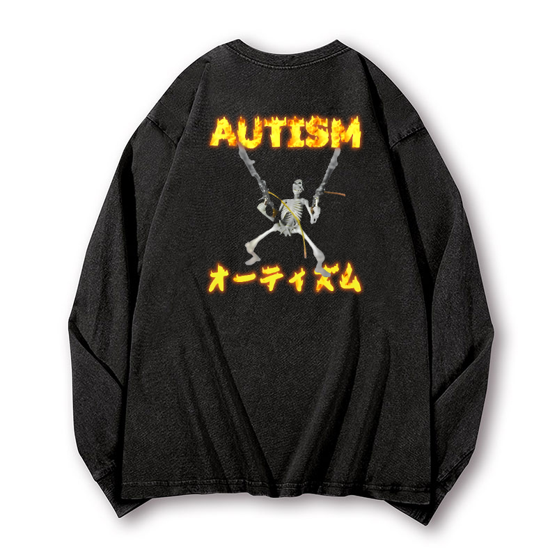 Autism Vintage Washed Cotton Back Art Long-sleeve T-shirt