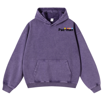 Pacman Vintage Washed Cotton Back Art Hoodie