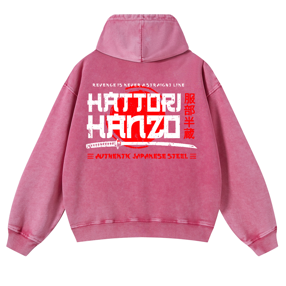 Okinawa Hattori Hanzo Vintage Washed Cotton Back Art Hoodie